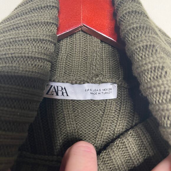 Zara green crop turtleneck knit sweater bell sleeves sz S - Picture 4 of 6